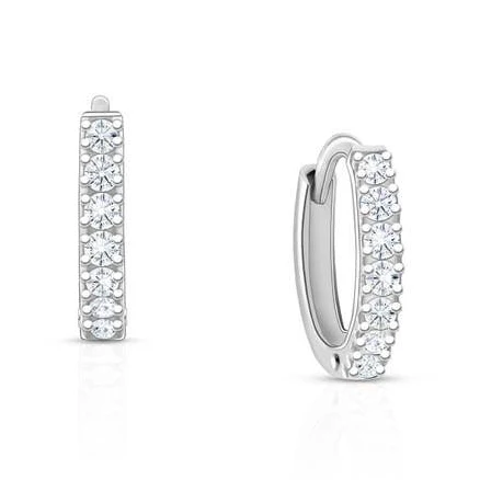 Tiny Blessings Sterling Silver Timeless Pave Huggie Hoop Earrings