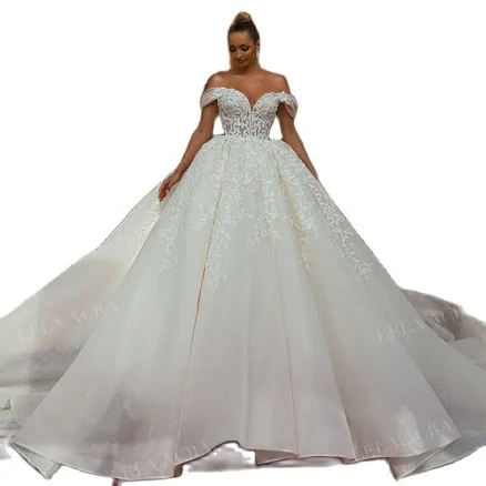 Princess Bride LelaAcra Sleeveless Sweetheart Off the Shoulder Ball Gown Wedding Dress