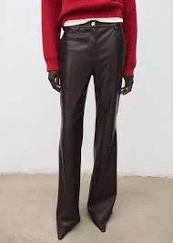 Faux-leather flared trousers