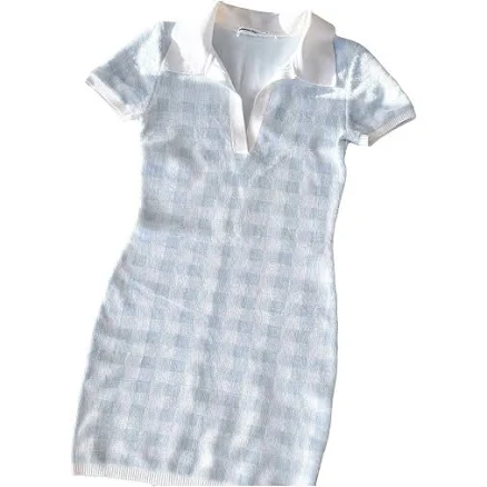 Alexander Wang.t Women's Gingham Crystal Brooch Polo Dress