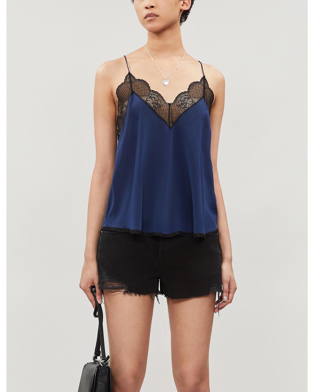 Lace-trim Silk Camisole Top