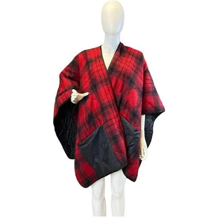 Max Mara Wool Plaid Reversible Cape M International