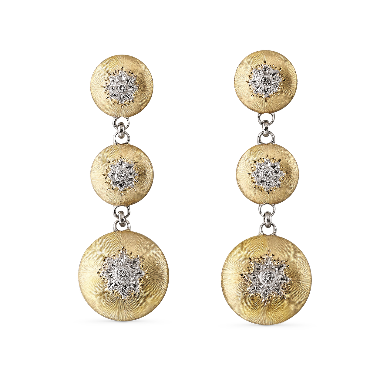 MACRI CLASSICA YELLOW AND WHITE GOLD EARRINGS WITH ROUND DIAMONDS