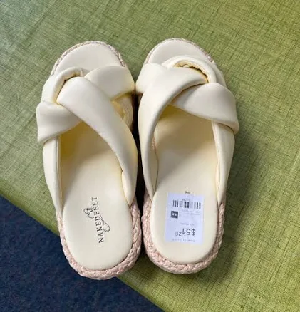 Naked Feet Knotted Slide Sandals with Braided Trim