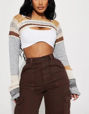 Fashion Nova Women's Skyline Stripe Cropped Shrug
