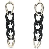 Sterling Silver and Black Nylon Link Earrings