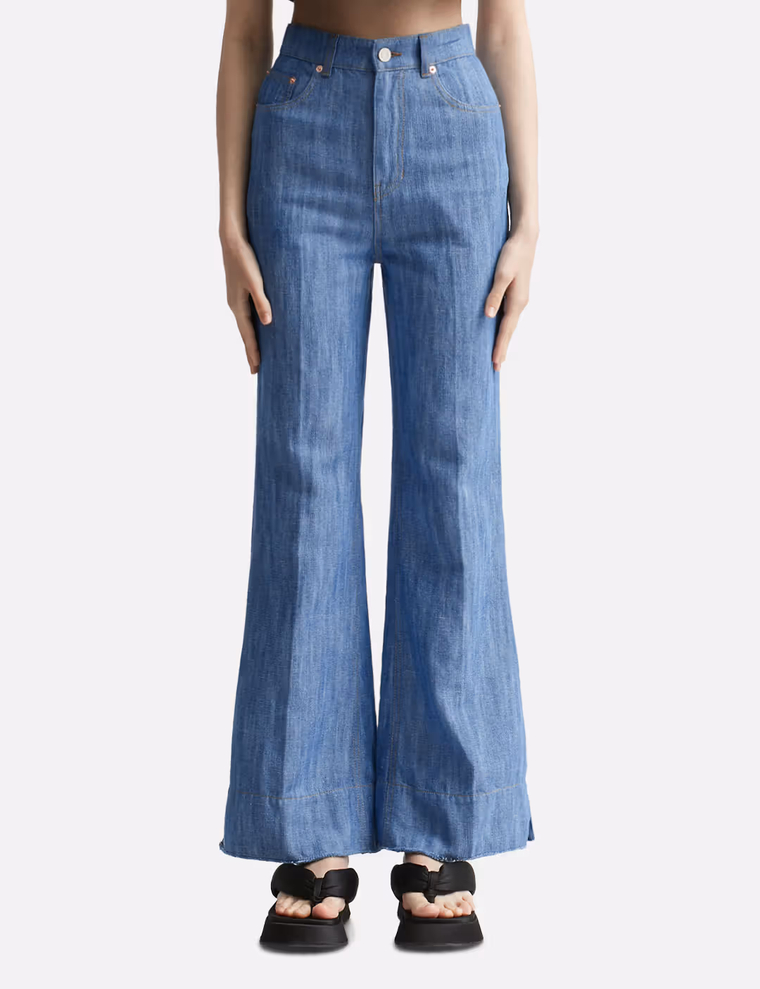 Recto - COTTON HIGH WAIST FLARE DENIM | HBX - Globally Curated Fashion and Lifestyle by Hypebeast