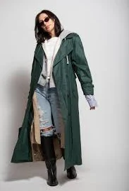 Green Double Breasted Belted Trench