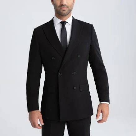 Men's Black Double Breasted Suit Jacket
