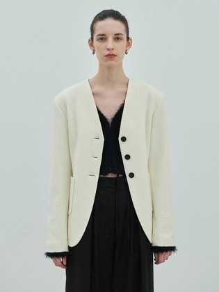 No Collar Boucle Jacket