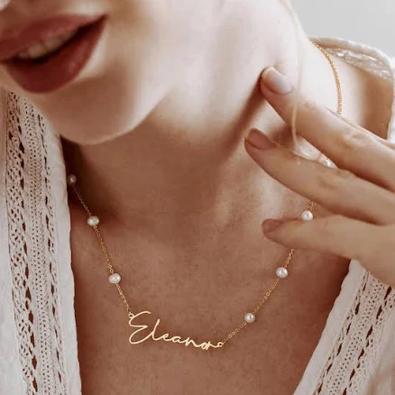 Personalized Pearl Name Choker Necklace