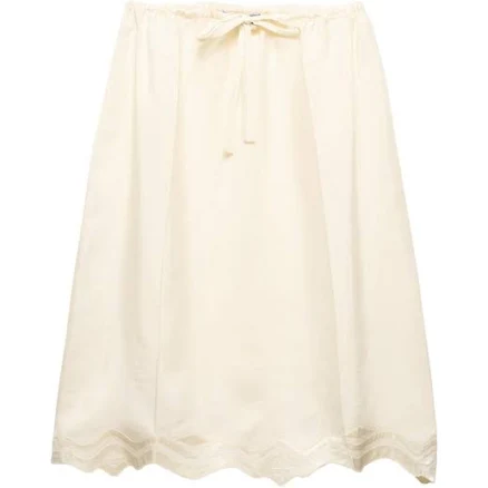 Prada Women's Embroidered Silk Habutai Skirt