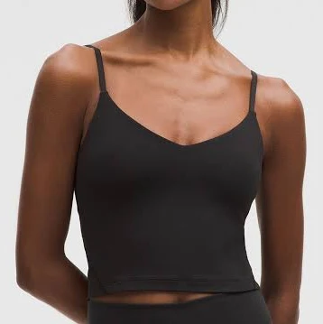 lululemon Align Tank Tops | Women's Cropped Cami Tank Top Light Support, A/B Cup | Size 0 | Black,Neutral