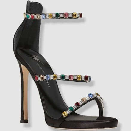 Giuseppe Zanotti Women's Satin Crystal Three-Band Sandals