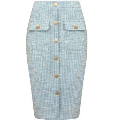 Elegant Office Tweed High Waist Midi Pencil Skirt