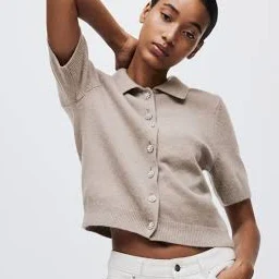 H&M Ladies Short-Sleeved Cardigan with Collar