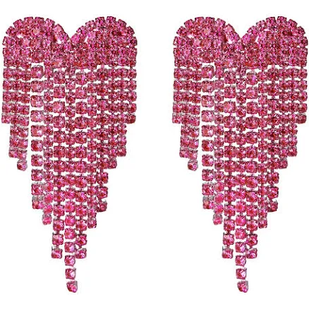 Melted Heart Rhinestone Earrings