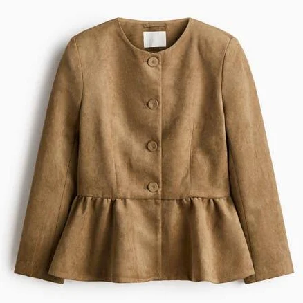 H&M Women's Collarless Peplum Jacket