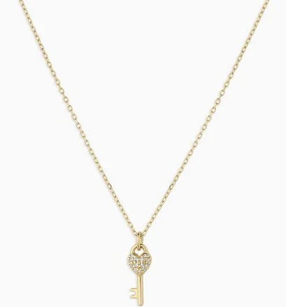 Gorjana 14K Solid Gold Diamond Bond Key Necklace