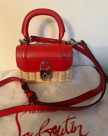 Christian Louboutin Elisa Nano Red Leather And Raffia Bag