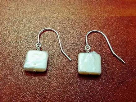 Freshwater Pearl Square Drop Earrings
