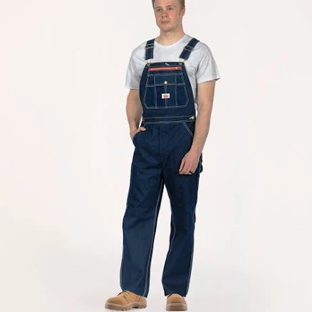 #980 Round House Denim Bib Overalls with Zipper Fly