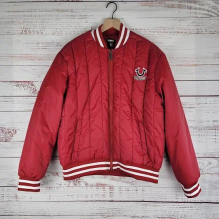 True Religion Men's Hs Logo Quilted Bomber Jacket