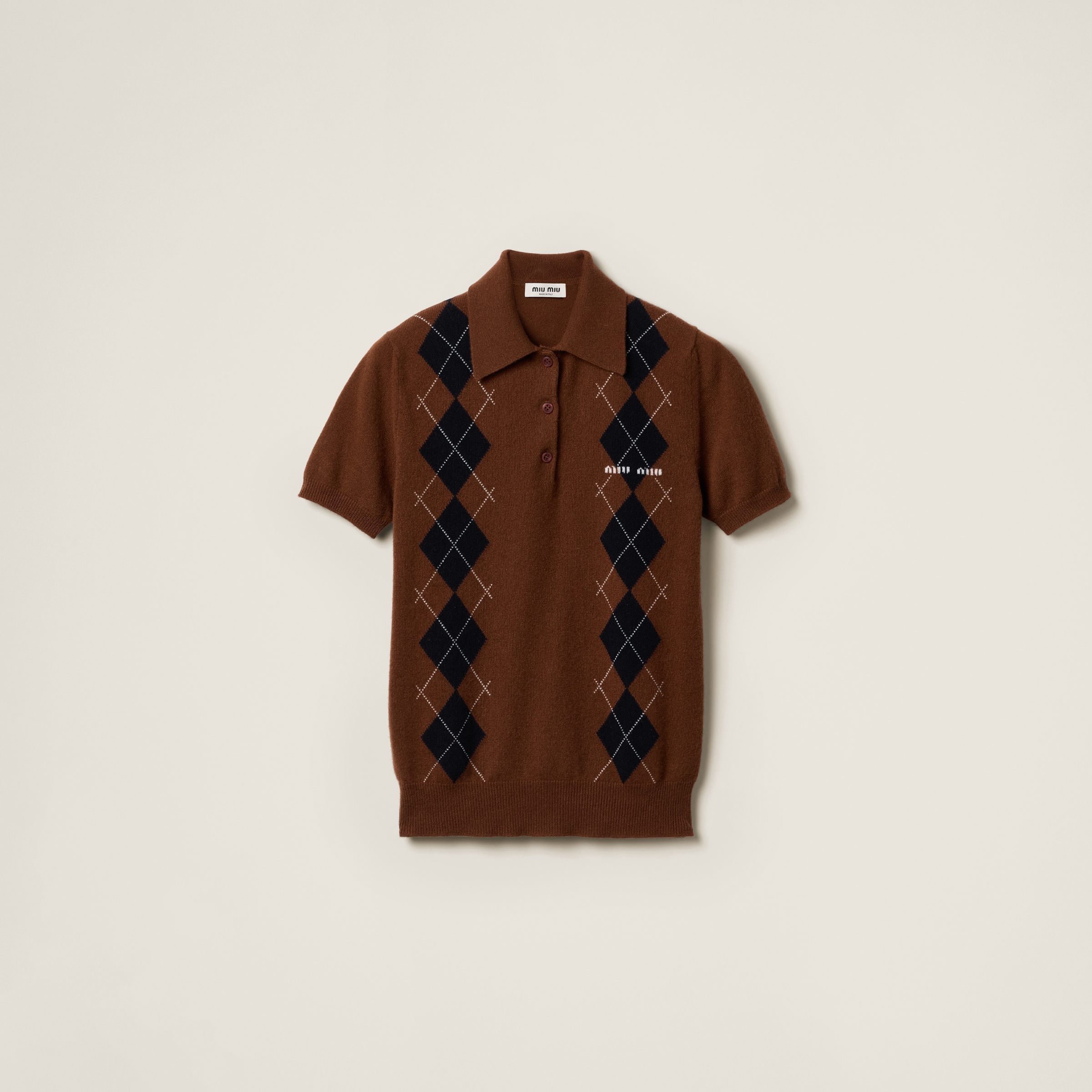 Tobacco Cashmere Knit Polo Shirt