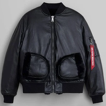 Alpha Industries Women's Reversible Faux Leather MA-1 Bomber Jacket