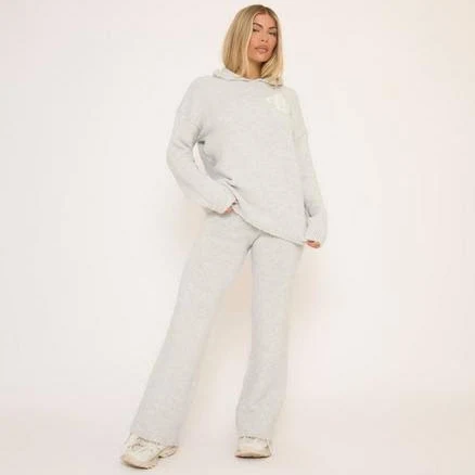 EGO Women's High Waist Wide Leg Premium Knit Trousers