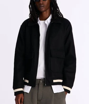 Fashion Nova Men's Retro Rib Wool Varsity Jacket