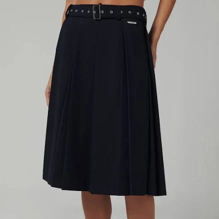 We11done Pleated Skirt with Eyelet Belt