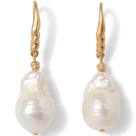 14K Gold Plate Cypriot Twist Pearl Drop Earrings