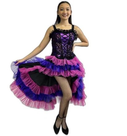 Cancan Dress with Purple and Pink Ruffles