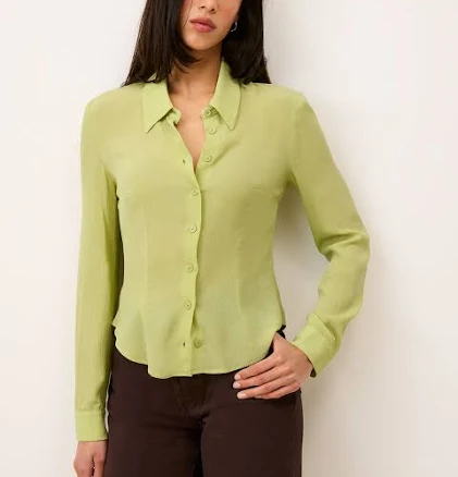 Rouje PALMYRA shirt Fitted pistachio crinkle‐mousseline shirt