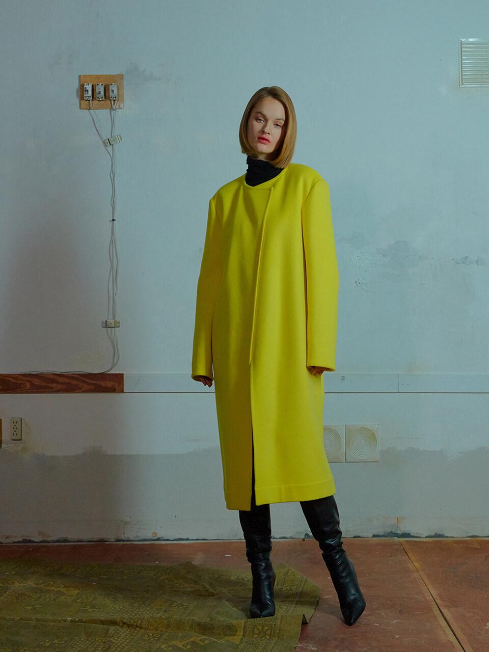 Non-Collar Open Coat 001 Yellow