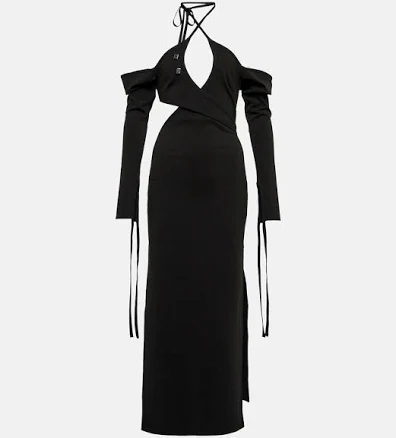 The Attico Greta off-shoulder halterneck dress