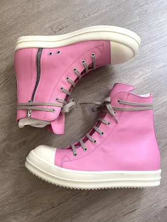 RICK OWENS Phlegethon Hi Top Pink Sneakers .size