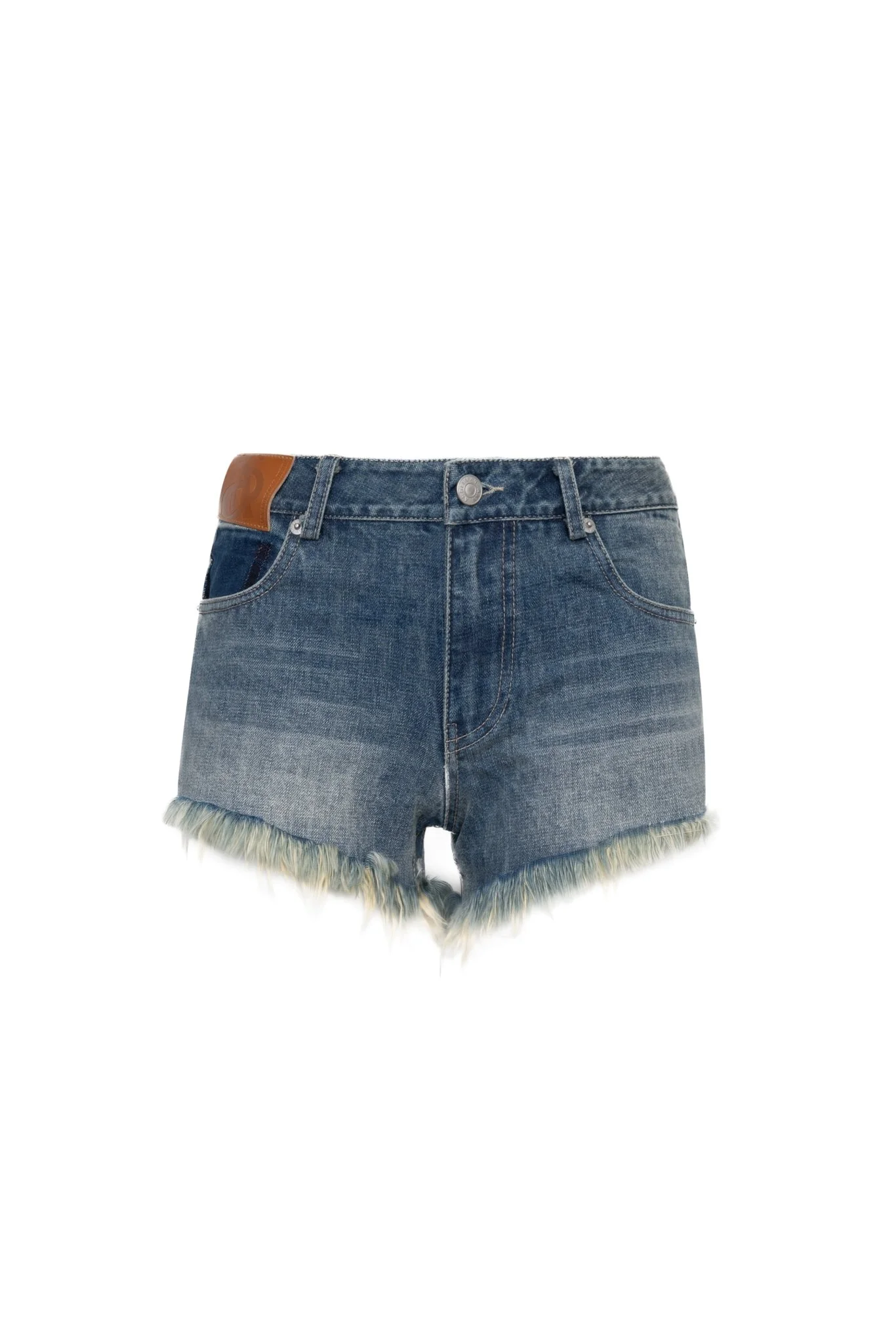 Blue Raw-edge Denim Shorts