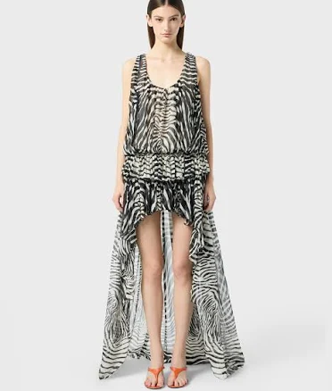 BLUMARINE Asymmetrical Zebra-Print Chiffon Dress