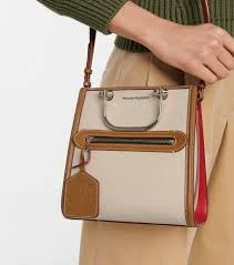 Alexander McQueen Women's The Short Story Leather-Trimmed Top-Handle Bag