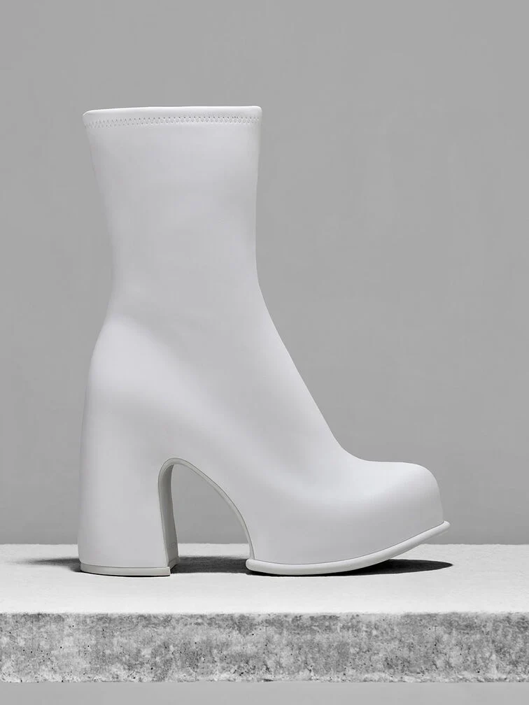 White Pixie Platform Ankle Boots