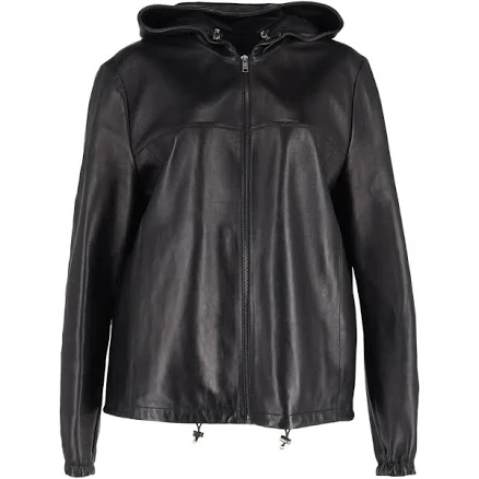 Prada Women's Zipped Hooded Leather Jacket
