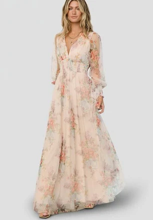 Baltic Born Layla Romantic Floral Tulle Maxi Dress