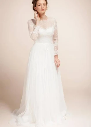 High-Neckline Sheer Back Tulle Illusion Glamorous Long Dress
