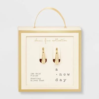 A New Day 14K Gold Plated Sterling Silver Plain Click Top Hoop Earrings