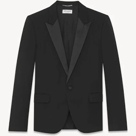 Saint Laurent Men Single-breasted Wool-Grain De Poudre Tuxedo Jacket