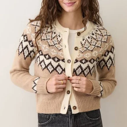 Fiorella Neutral Fair Isle Cardigan