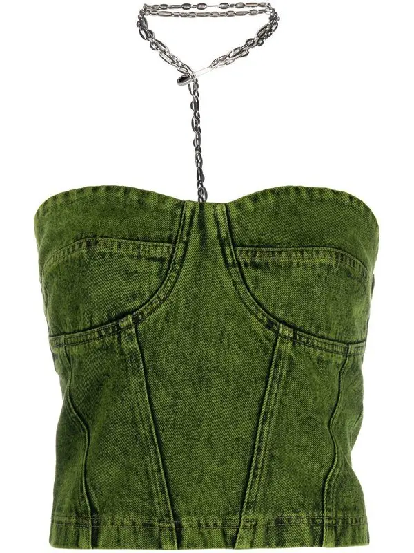 Denim Chain-link Detail Top
