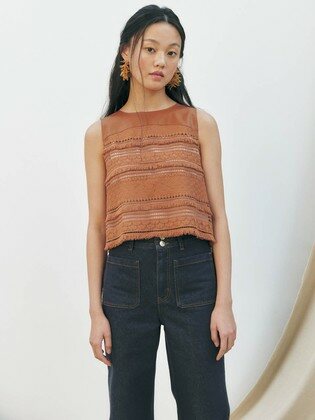 Fringe Lace Sleeveless Blouse